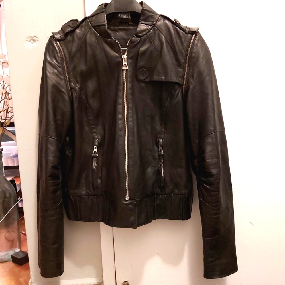Rudsak black leather jacket (zipped sleeves)